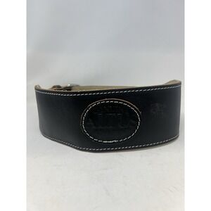 Vtg Altus Leather 4" Weight Lifting Belt Double-Prong Buckle Black Lg 31-42 USA